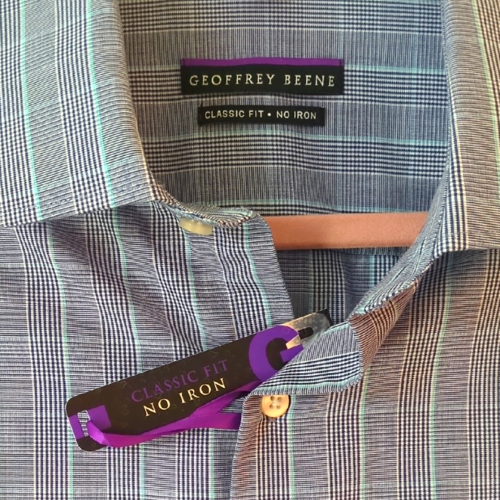 Geoffrey Beene Men's Blue Plaid Shirt